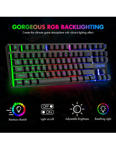 Combo Teclado y Ratón Gaming CHONCHOW TKL 87 Teclas LED RGB 2