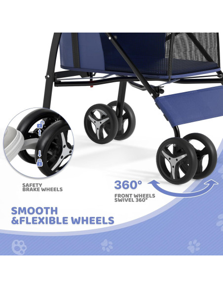 Carrito para Mascotas Magshion Azul Marino Plegable 10 kg