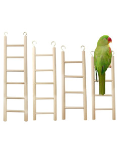 Juguetes para Aves GXXMEI - Escalera de Madera 4PCS 16-28cm
