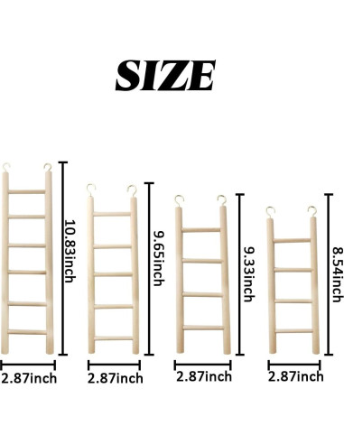 Juguetes para Aves GXXMEI - Escalera de Madera 4PCS 16-28cm