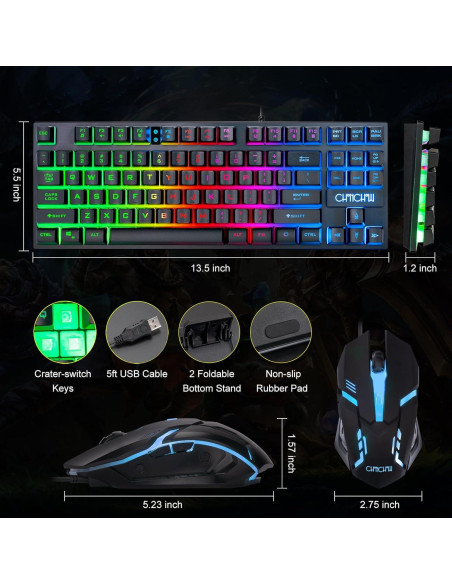 Combo Teclado y Ratón Gaming CHONCHOW TKL 87 Teclas LED RGB Combo Teclado y Ratón Gaming CHONCHOW TKL 87 Teclas LED RGB