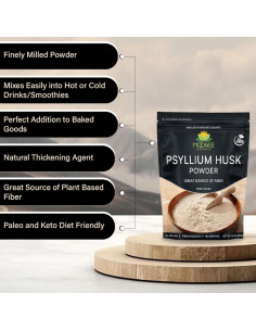 Polvo de cáscara de psyllium Moonee 283g sin gluten y keto 2