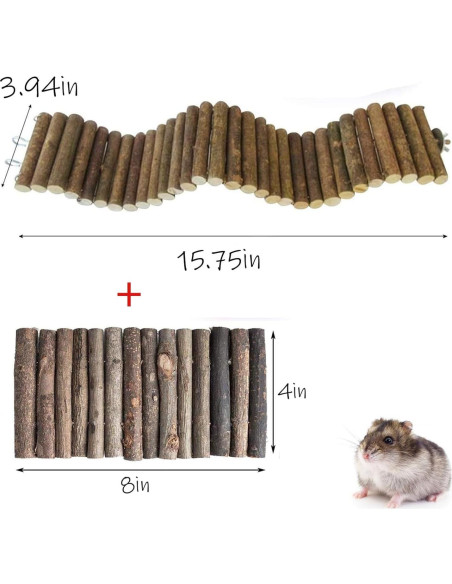 Escalera de Madera para Hámster Hamiledyi 2 Piezas 40x10 cm
