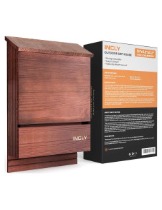 Casa de Murciélagos INCLY Doble Cámara Madera Cedro 38cm