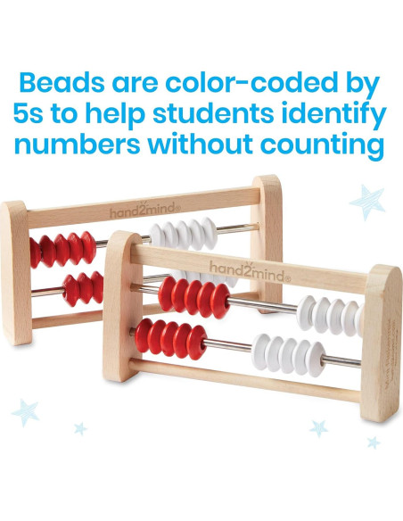 Ábaco Rekenrek hand2mind de 20 cuentas de madera - Juego de 4