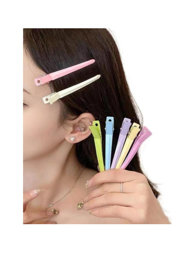12 Clips de Pico de Pato Coloridos Yanten - 8.5 cm para Cabello