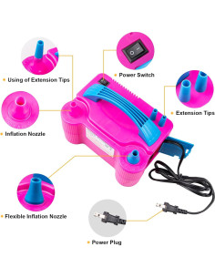 Bomba de Globo Eléctrica Siasky 600W Doble Boquilla Roja 2