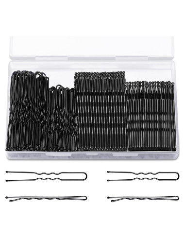 Kit de Horquillas TsMADDTs Negras 200PCS con Caja 2.4in y 2in