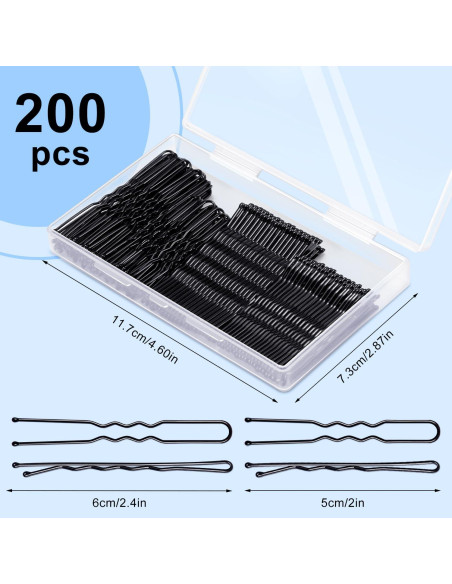 Kit de Horquillas TsMADDTs Negras 200PCS con Caja 2.4in y 2in