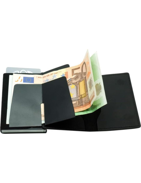 Cartera Slim Pacer Go de Aluminio y Cuero con Bloqueo RFID