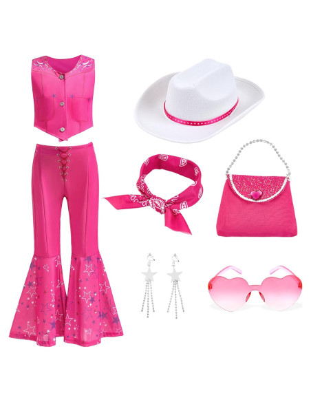 Disfraz de Vaquera para Niñas Rosa Fuerte 3-12 Años