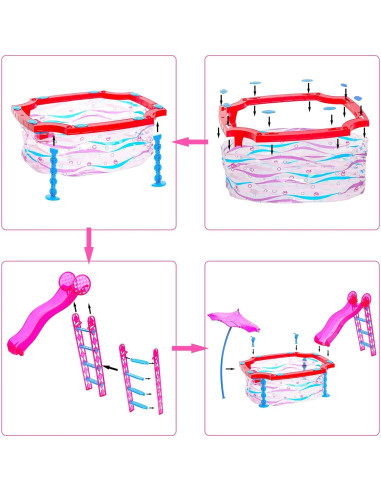 Juego de piscina para muñecas 29 cm HONLAELLA con tobogán