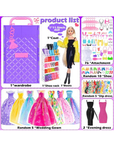 Conjunto de Vestuario de Muñeca Ebuddy 104 Piezas 29.21 cm 2