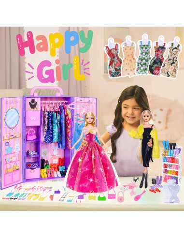 Conjunto de Vestuario de Muñeca Ebuddy 104 Piezas 29.21 cm