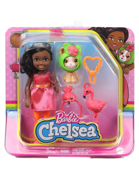 Muñeca Chelsea Barbie disfraz de flamenco 15 cm con gatito