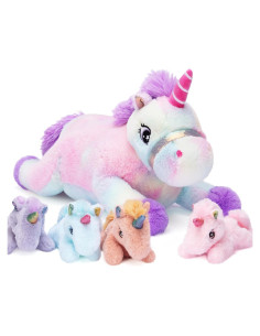 IKASA Juguete de Peluche Mamá Unicornio y Bebé 43 cm