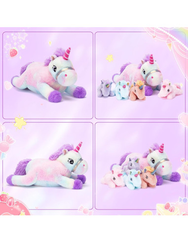 IKASA Juguete de Peluche Mamá Unicornio y Bebé 43 cm