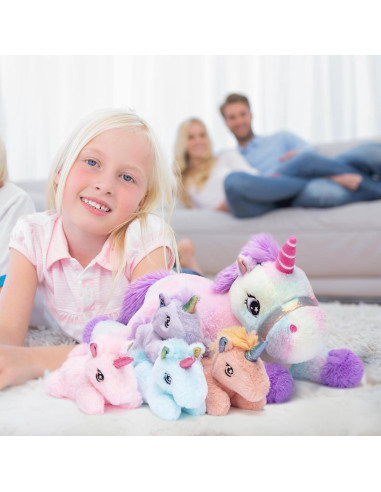 IKASA Juguete de Peluche Mamá Unicornio y Bebé 43 cm