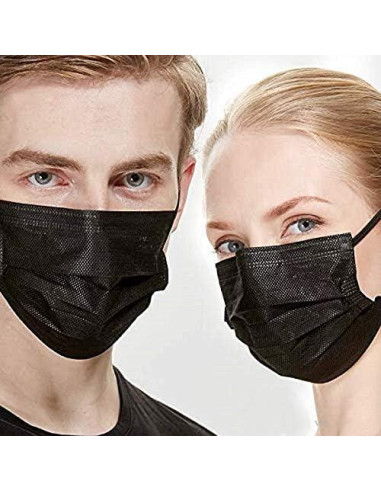 Mascarillas Desechables Negras NNPCBT 100 Piezas con Filtro