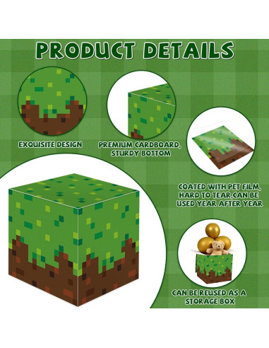 Kit de Decoración de Fiesta de Cumpleaños Pixel Miner 110 Piezas