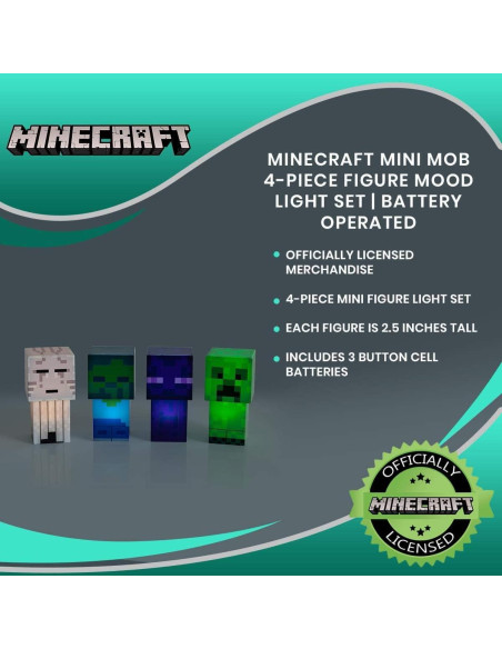 Conjunto de luces LED Minecraft 4 figuras Ukonic 14x3.6 cm