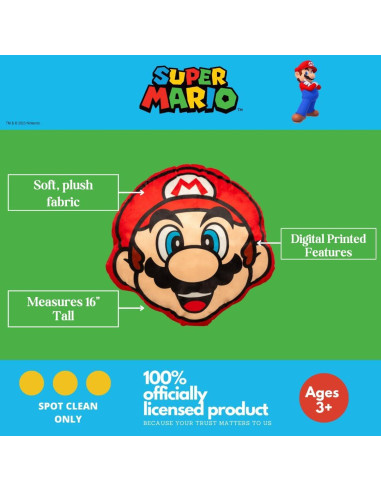 Almohada Decorativa Super Mario Franco 40.6 cm Suave