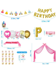 Decoraciones de Fiesta de Princesa Ywediim - Globos y Cortinas 2