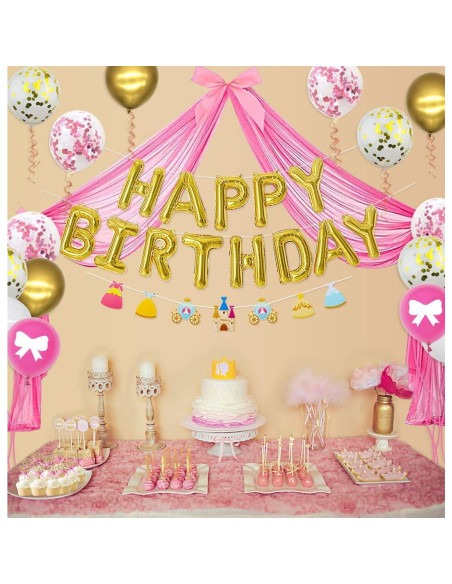 Decoraciones de Fiesta de Princesa Ywediim - Globos y Cortinas