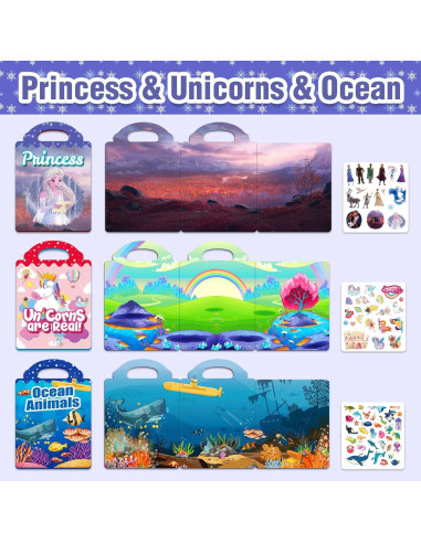 3 Libros de Pegatinas Reutilizables Meleetoon para Niños 1-4 Años