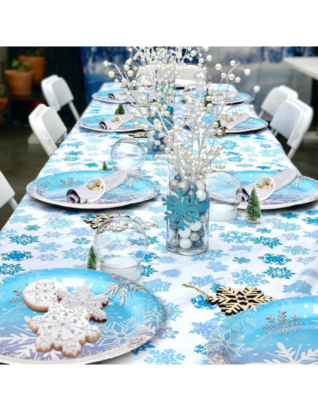 Platos de Papel Desechables AFZMON 50 Unidades 18 cm Copos de Nieve