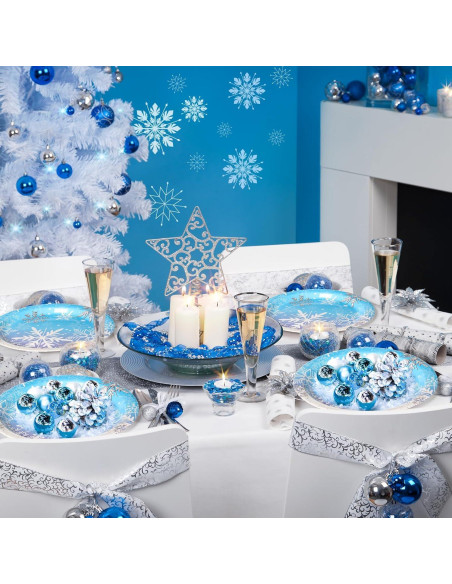 Platos de Papel Desechables AFZMON 50 Unidades 18 cm Copos de Nieve