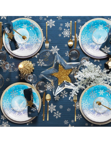 Platos de Papel Desechables AFZMON 50 Unidades 18 cm Copos de Nieve