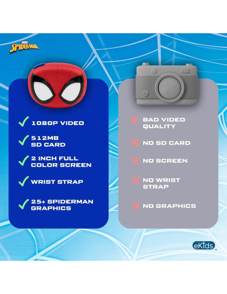 Cámara Digital para Niños eKids Spiderman 16MP con Tarjeta SD