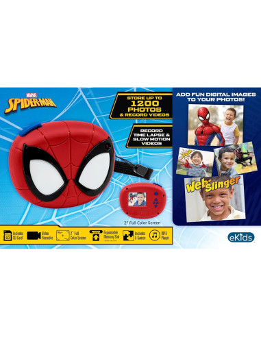 Cámara Digital para Niños eKids Spiderman 16MP con Tarjeta SD