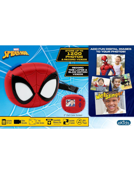 Cámara Digital para Niños eKids Spiderman 16MP con Tarjeta SD