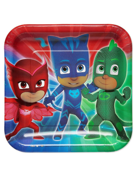 Platos de Papel Cuadrados American Greetings PJ Masks 23 cm - 8 Unidades