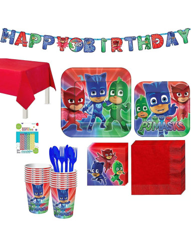 Platos de Papel Cuadrados American Greetings PJ Masks 23 cm - 8 Unidades