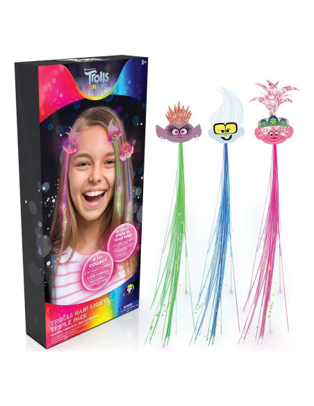 Extensiones de Cabello de Fibra Óptica Trolls Wow! Stuff 3 Pack