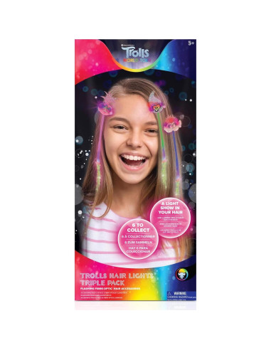 Extensiones de Cabello de Fibra Óptica Trolls Wow! Stuff 3 Pack