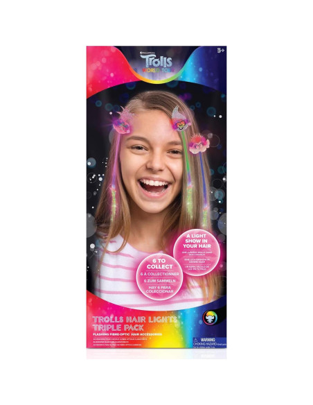 Extensiones de Cabello de Fibra Óptica Trolls Wow! Stuff 3 Pack
