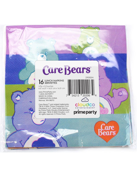 Servilletas de Almuerzo Care Bears - Paquete de 16 Coloridas 3 Capas