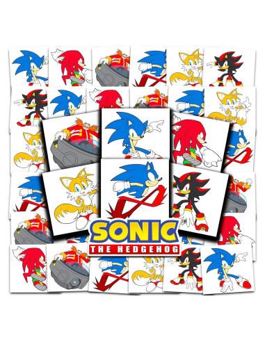 Paquete de 72 Tatuajes Temporales Sonic the Hedgehog 5x5cm