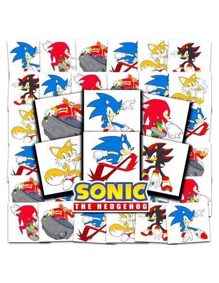 Paquete de 72 Tatuajes Temporales Sonic the Hedgehog 5x5cm