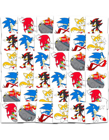 Paquete de 72 Tatuajes Temporales Sonic the Hedgehog 5x5cm