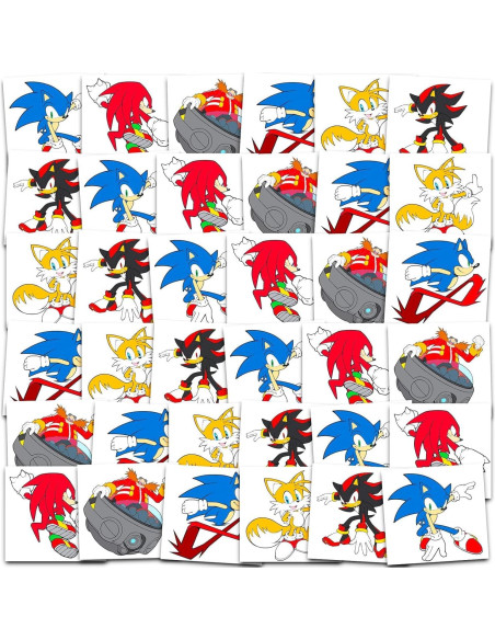 Paquete de 72 Tatuajes Temporales Sonic the Hedgehog 5x5cm