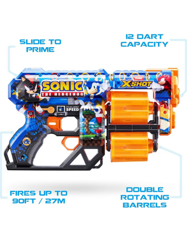 Blaster de Foam X-Shot Skins Dread Sonic - 12 Dardos