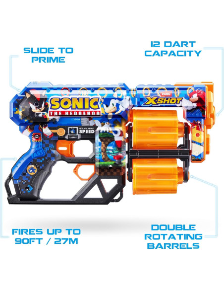 Blaster de Foam X-Shot Skins Dread Sonic - 12 Dardos