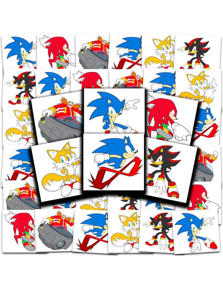Paquete de 72 Tatuajes Temporales Sonic the Hedgehog 5x5cm