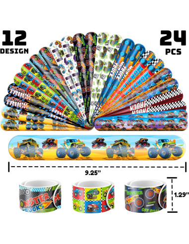 Set Fiesta Camiones Monstruo 72PCS - 48 Tatuajes + 24 Pulseras