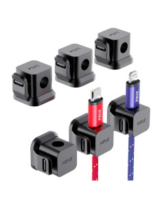Organizador de Cables PZOZ 6 Clips Adhesivos Negro